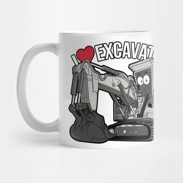 I LOVE EXCAVATOR KAWAII by damnoverload